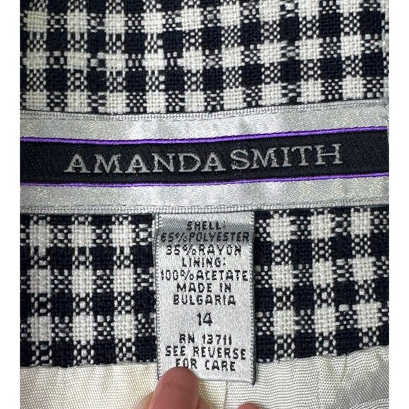 Amanda Smith Black & White Gingham Short Sleeve Blazer Size 14 - Picture 2 of 9